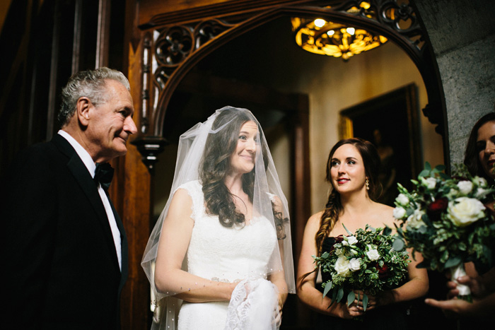 emotional bride with her father