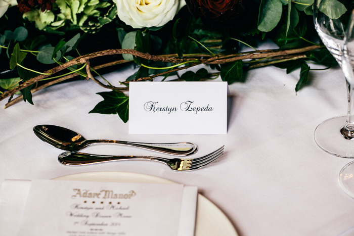 wedding reception place setting