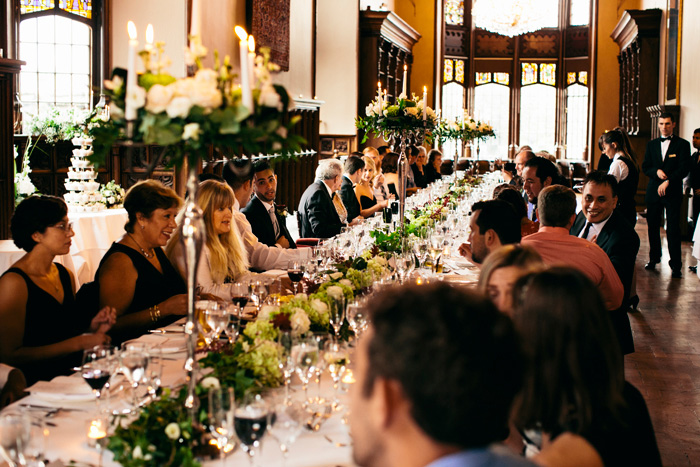 guests at long recepetion table