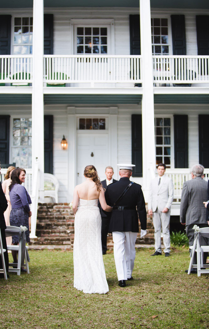 bride and father walking down the aisle