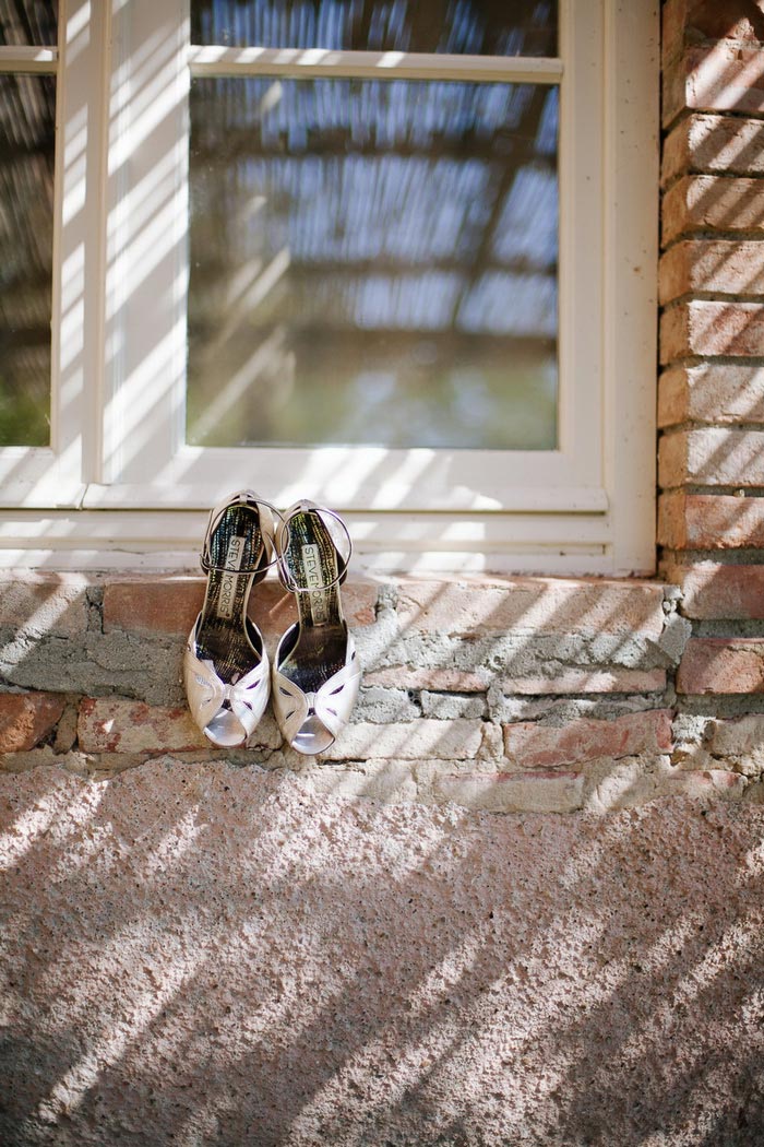 bride's shoes on windowsill