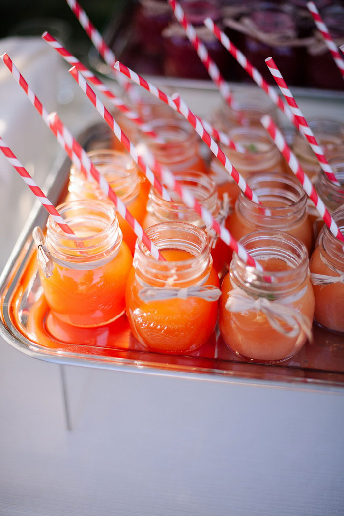 wedding drinks with striped straws