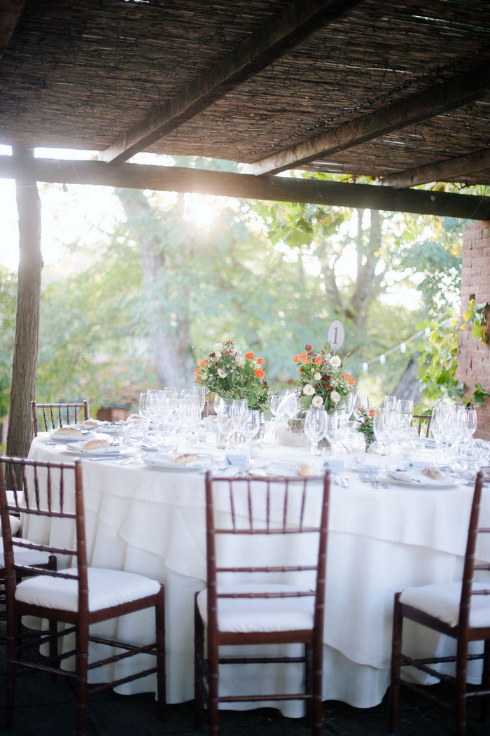 table set-up at Tuscan wedding reception