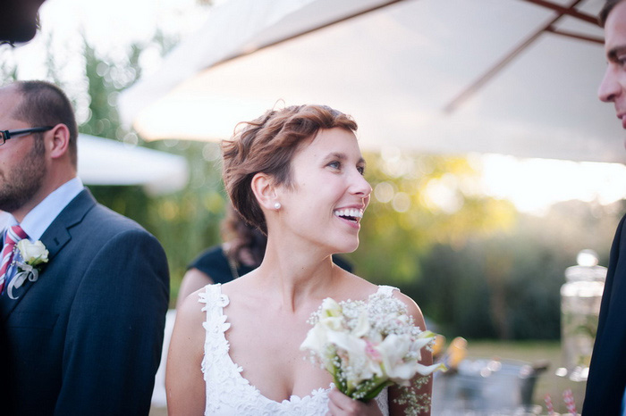 bride at at Tuscan wedding reception