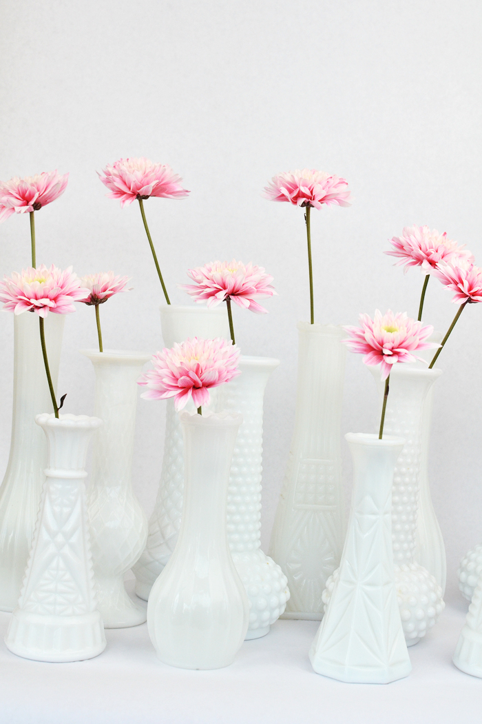 milk glass vases