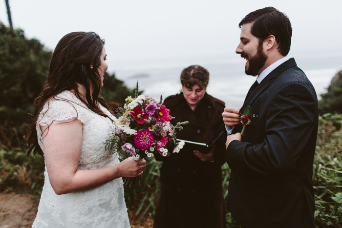foggy outdoor elopement ceremony