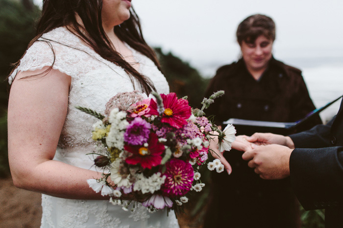 foggy outdoor elopement ceremony