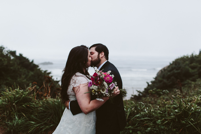 foggy outdoor elopement ceremony