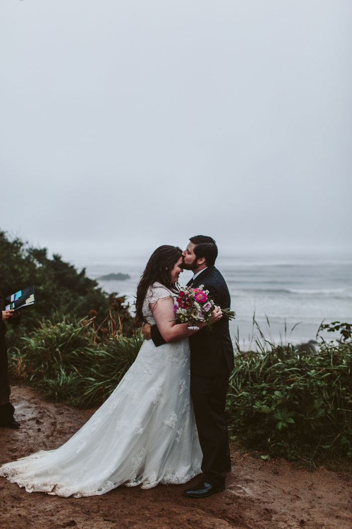 foggy outdoor elopement ceremony