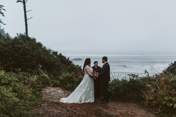 foggy outdoor elopement ceremony