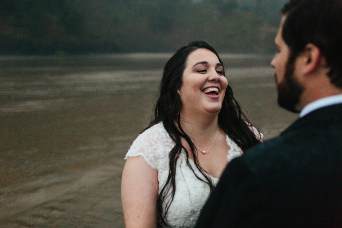 bride laughing with groom