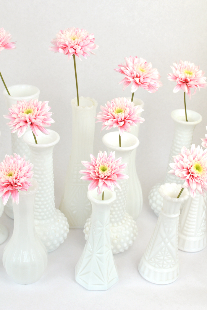 milk glass vases