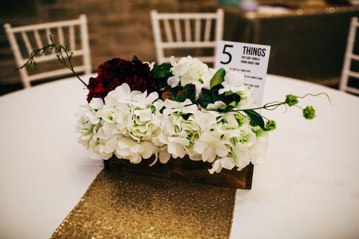 white and red wedding centerpiece