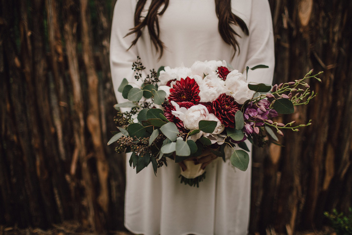 white, red, and green wedding bouquet