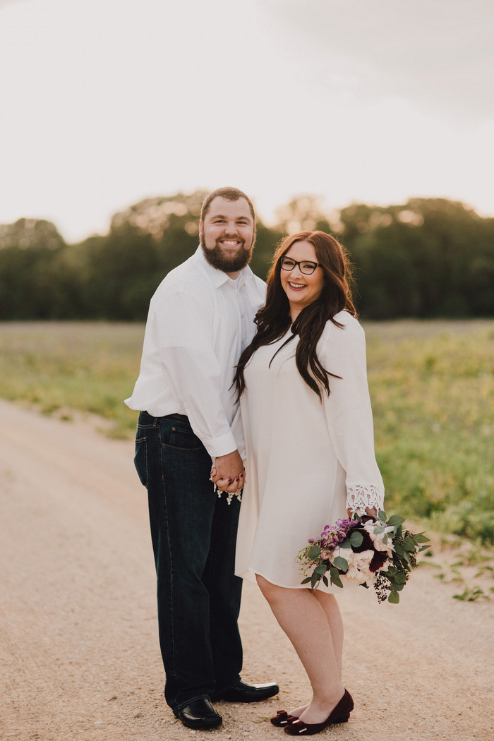 bride and groom portrait at sunset