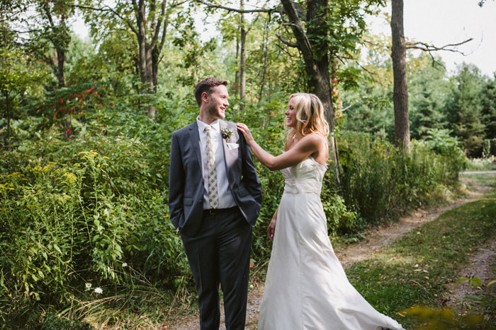 bride and groom first look