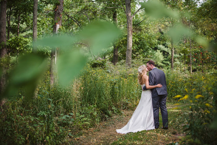 bride and groom kissing