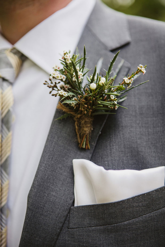 groom's rustic boutonniere
