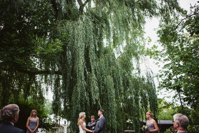 wedding ceremony under weeping willow