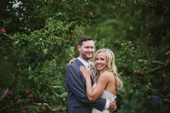 apple orchard wedding portrait