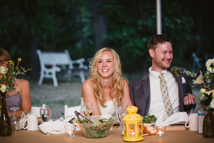 bride and groom at wedding reception