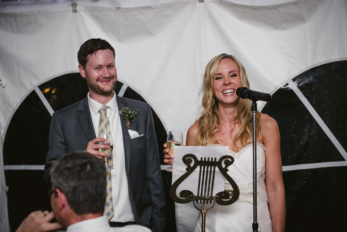 bride and groom giving speech