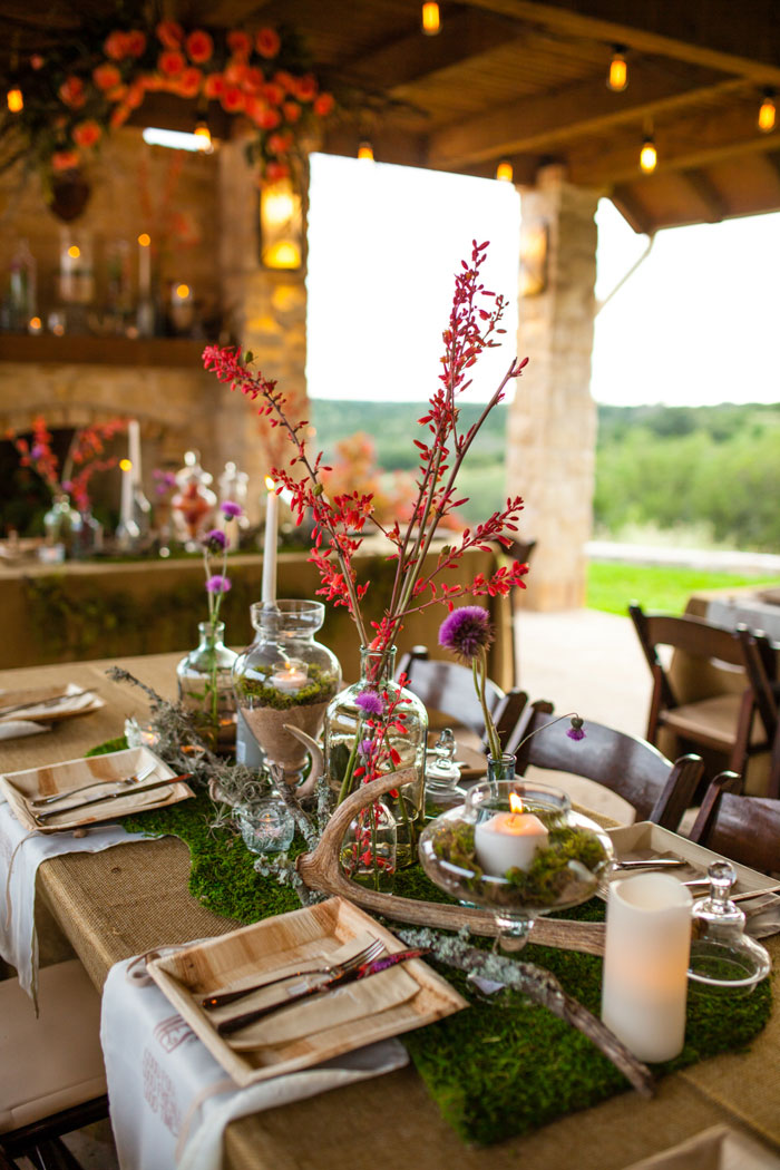 rustic texas wedding centerpiece