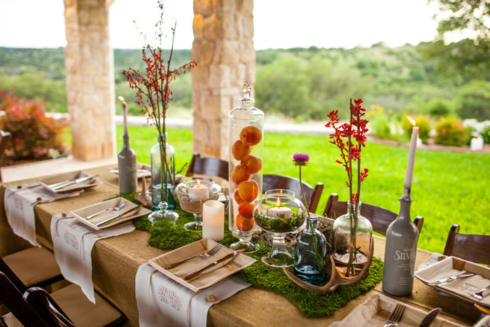 rustic texas wedding table setting