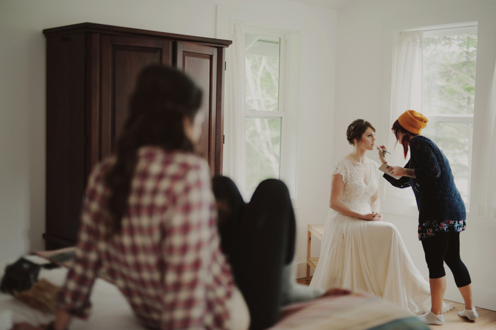 bride having her make-up done