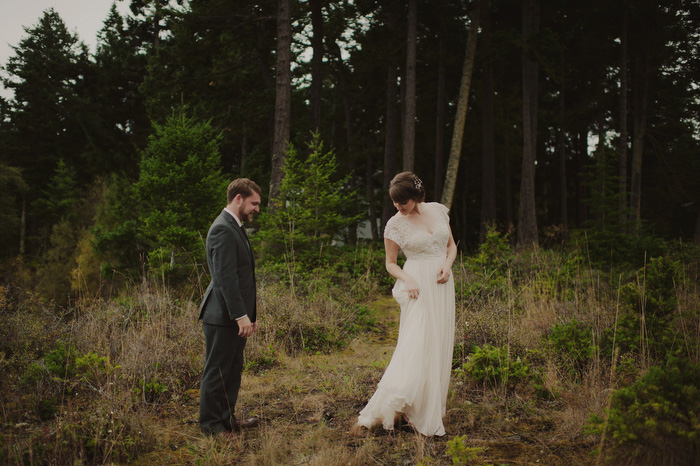 bride showing off for groom