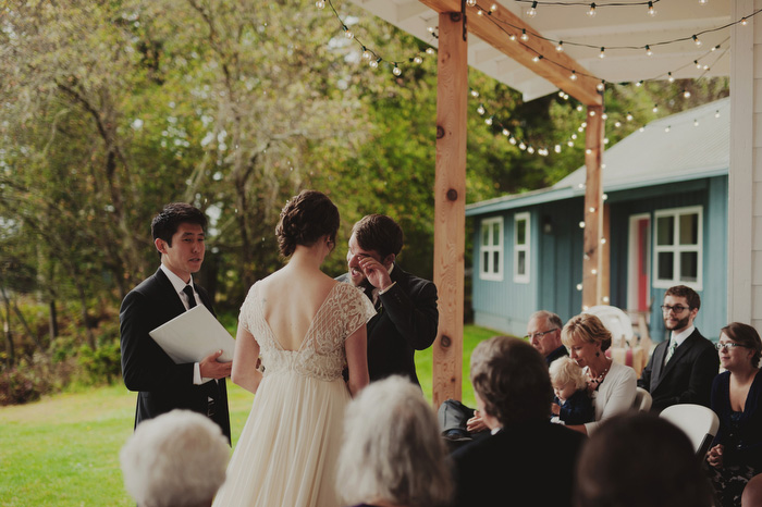 tearful groom at ceremony