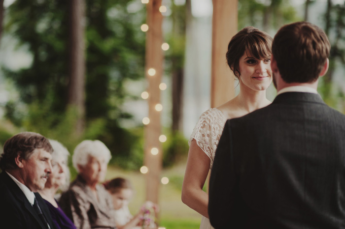 bride looking at groom during ceremony