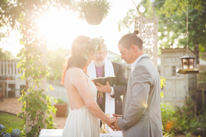 Backyard wedding ceremony