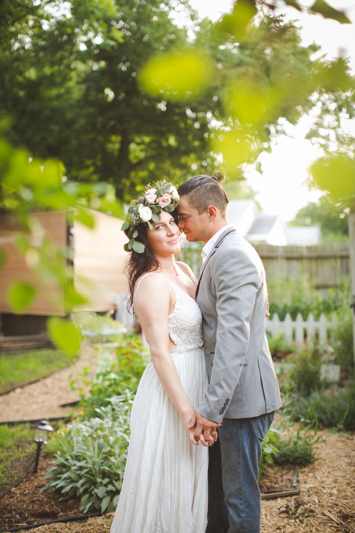 backyard wedding portrait