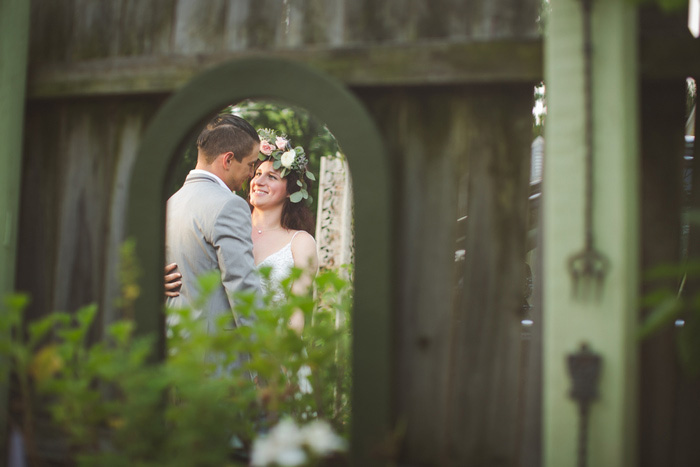 Backyard wedding portrait