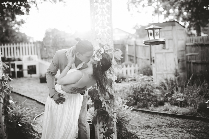 groom kissing bride