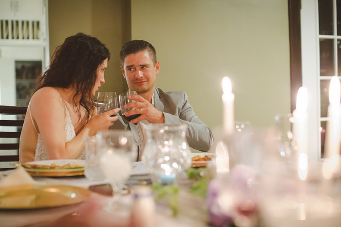 bride and groom at wedding reception