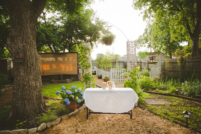 backyard wedding ceremony set-up