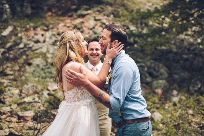 bride and groom during elopement ceremony