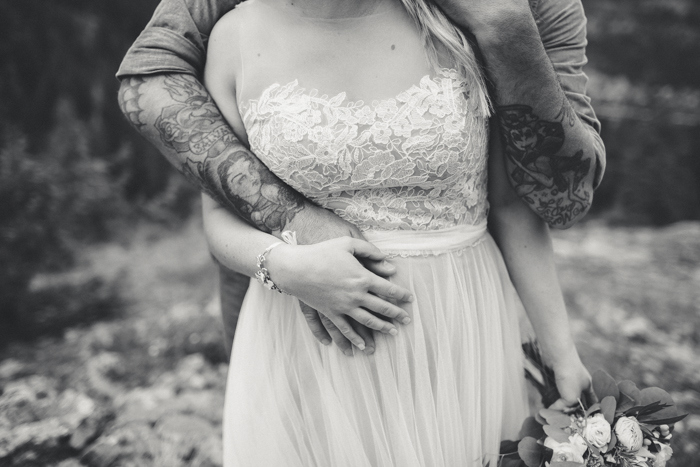 black and white wedding portrait