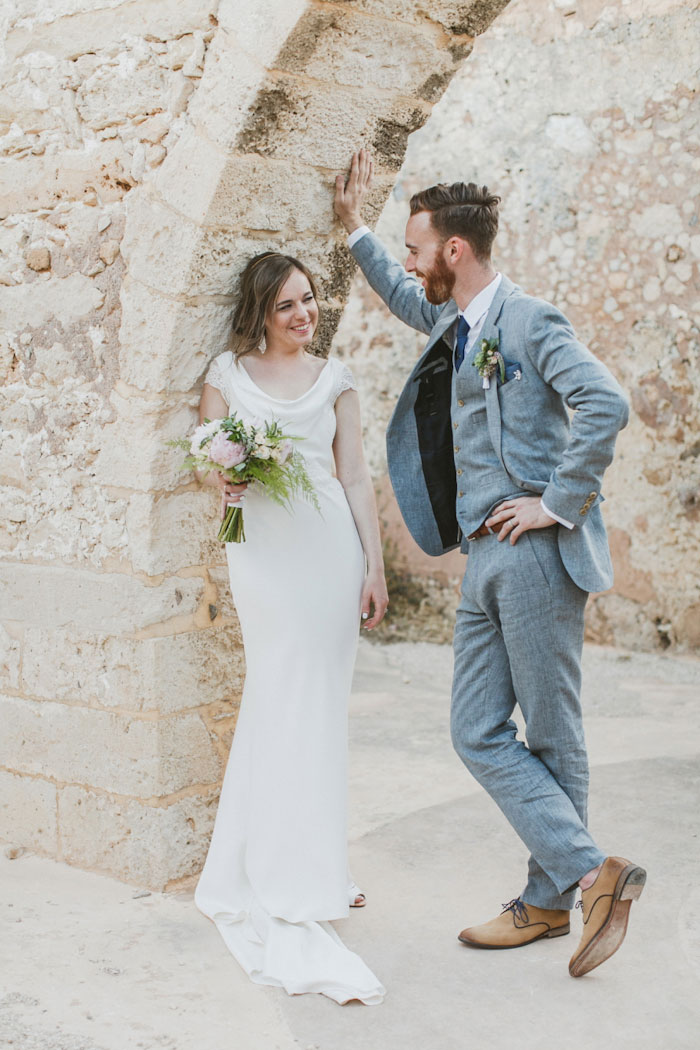 bride and groom portrait in Crete