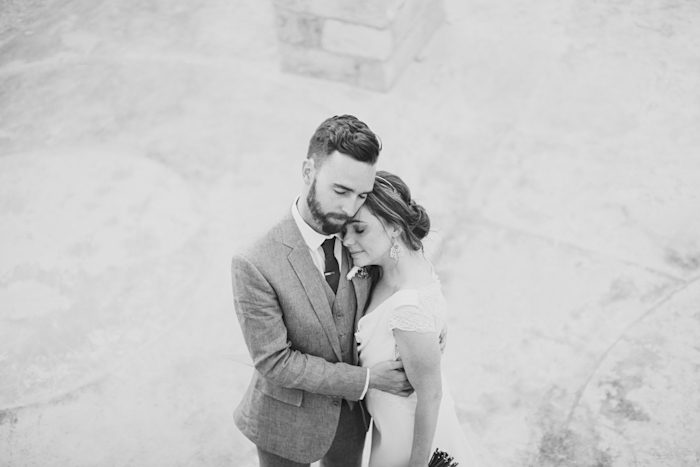 black and white wedding portrait