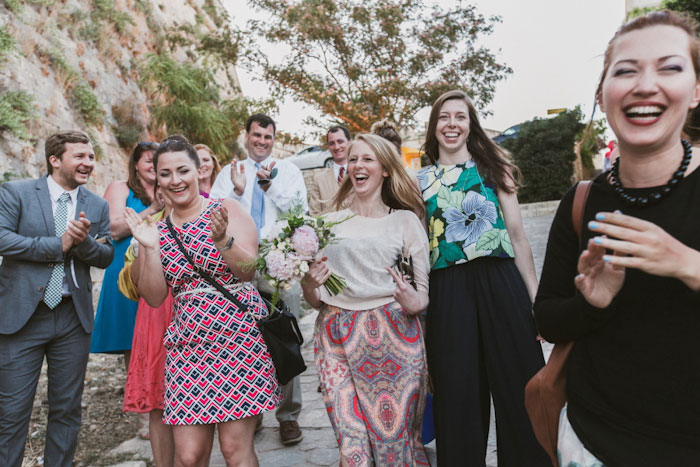 guest catching bouquet