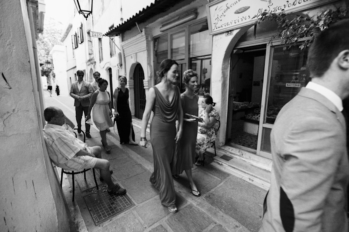 bridesmaids walking to reception