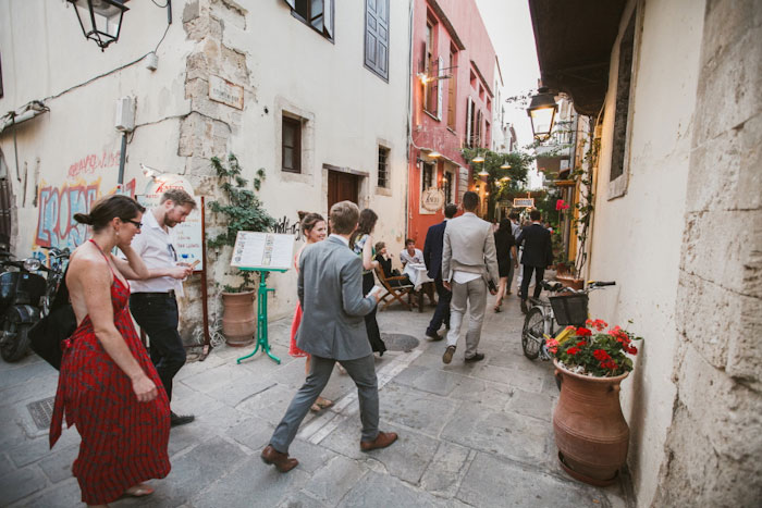 wedding guest procession through Crete streets