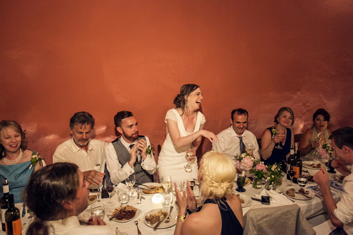 bride giving speech at reception