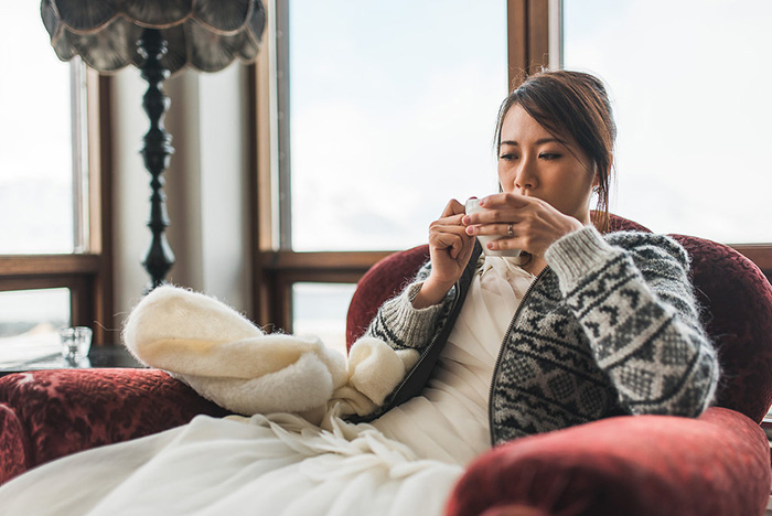 bride drinking coffee