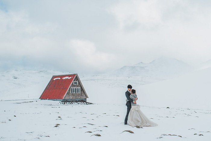 bride and groom portrait in Iceland