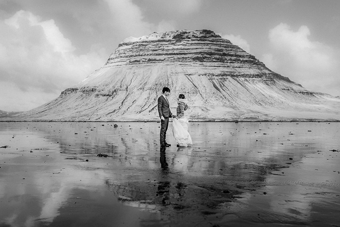 bride and groom portrait in Iceland