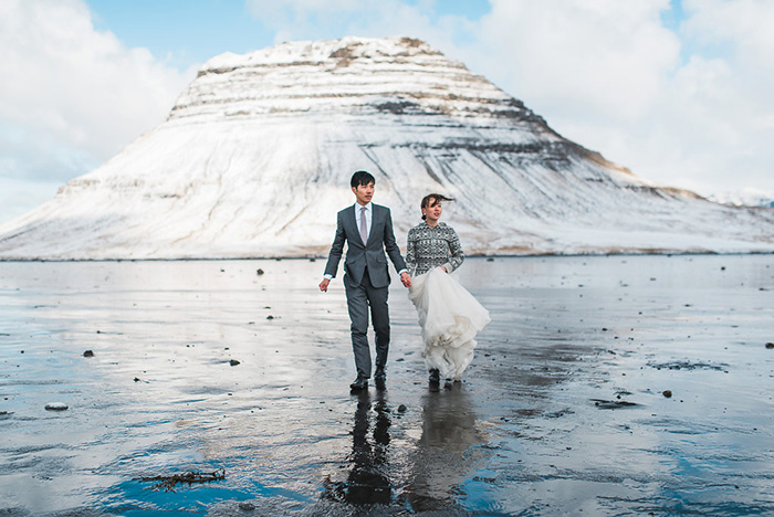 bride and groom portrait in Iceland